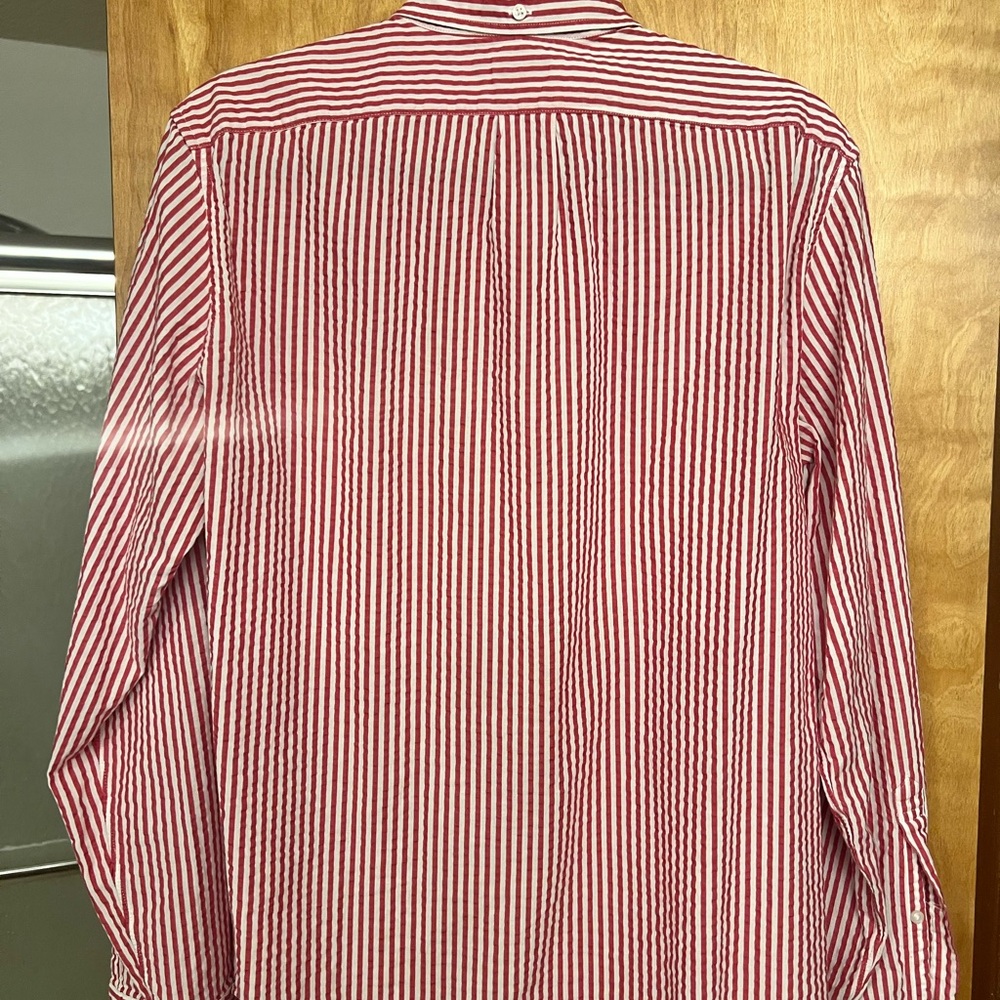 J. Crew Red and White Slim fit seersucker Shirt - Picture 6 of 7